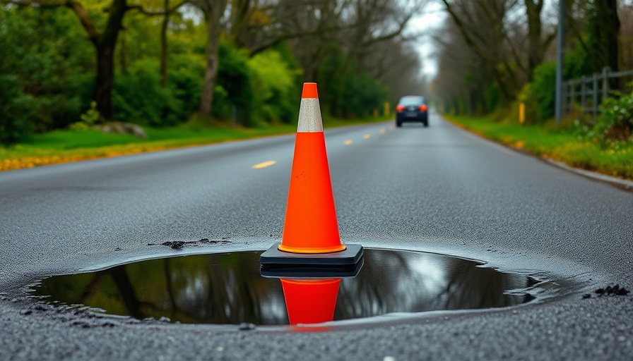 Traffic cone in pothole demonstrating proactive cybersecurity strategies concept.