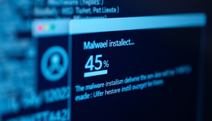 Close-up of malware installation at 45% progress, indicating threat.