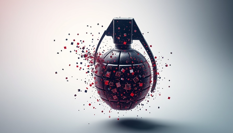 Pixelated grenade symbolizing cyber warfare and geopolitical tensions.