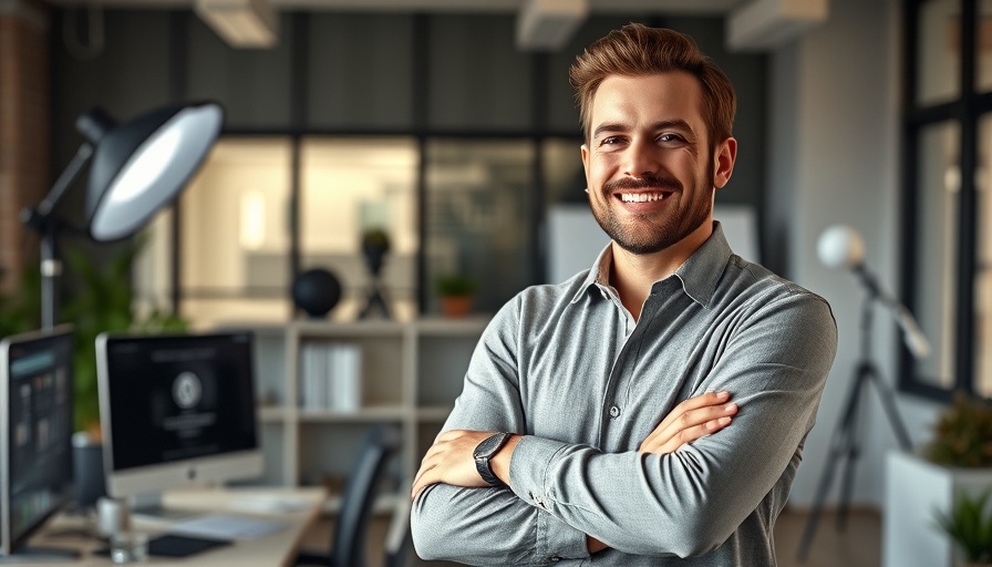 Man in office starting a reselling business with creative tools.