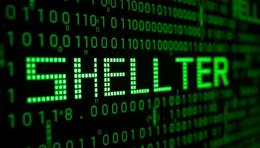 Digital binary code forming 'SHELLTER', Shellter Tool Leak Malware.