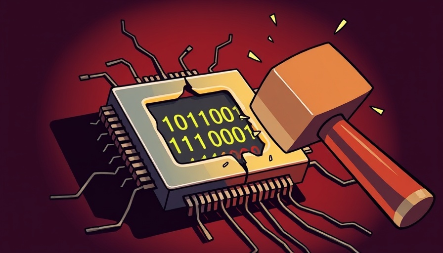 GPUHammer AI Security Threat illustration of cracked chip with hammer.