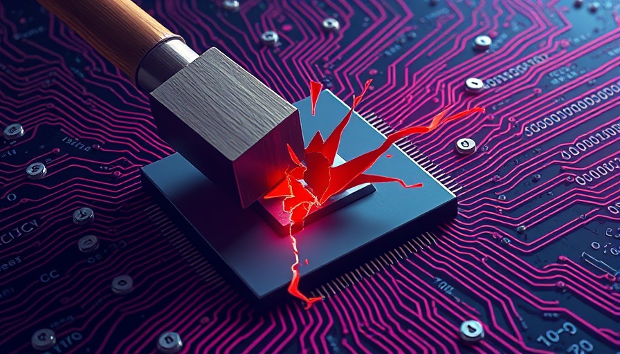Abstract representation of a GPUHammer attack variant with hammer on circuit.