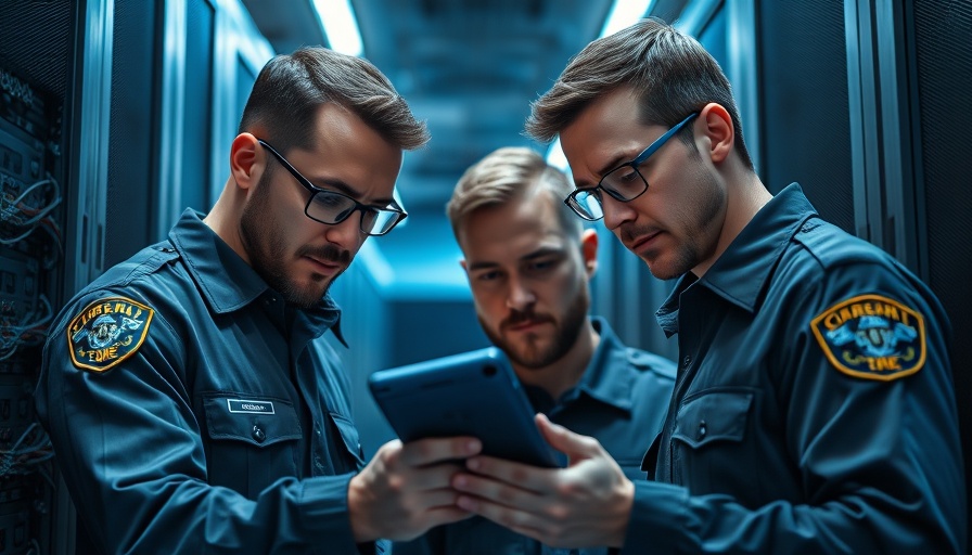 China Massistant Tool Surveillance: Officers examining device in server room.