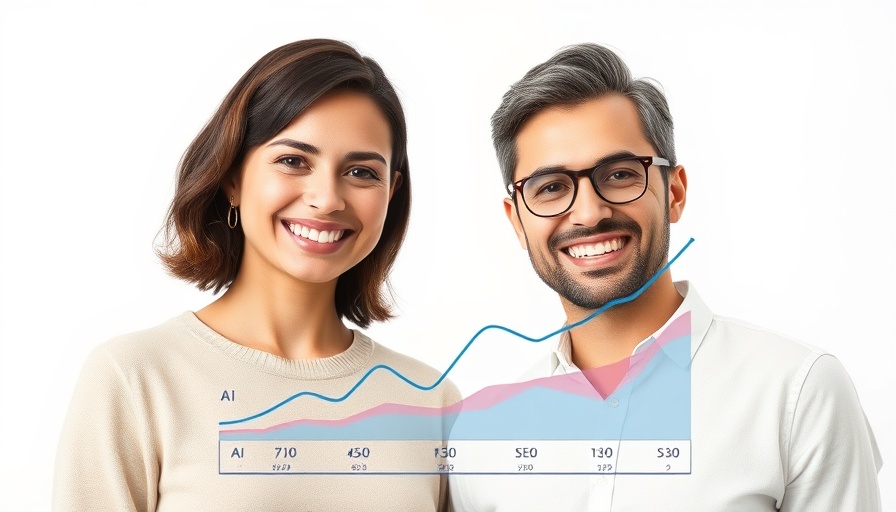 AI Search Strategy graph with people, AI and SEO traffic trends for local business marketing.