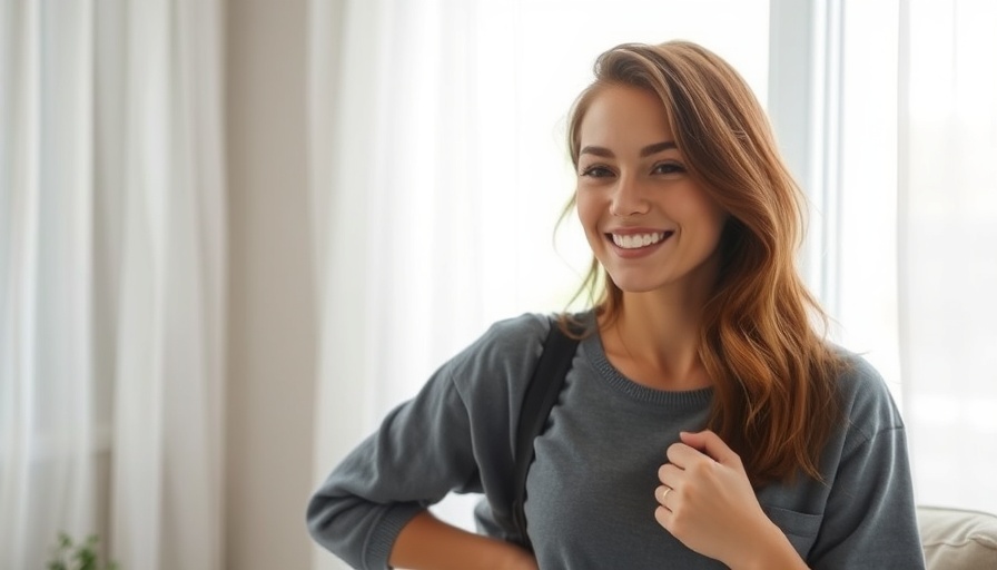 Confident young woman smiling indoors with soft lighting.