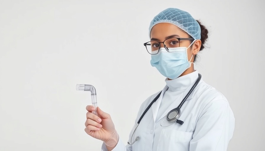 Medical professional holding speculum in clinical setting.