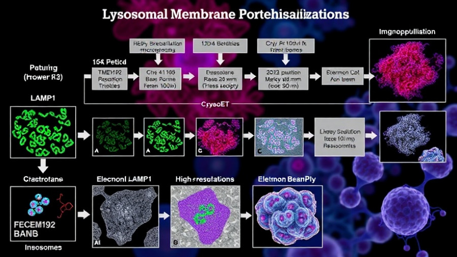 Scientific diagram of lysosomal membrane proteins visualization process.