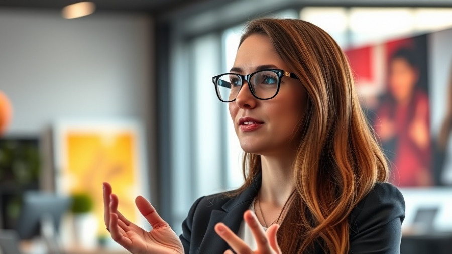 Confident woman discussing Vitamin D Longevity in office.
