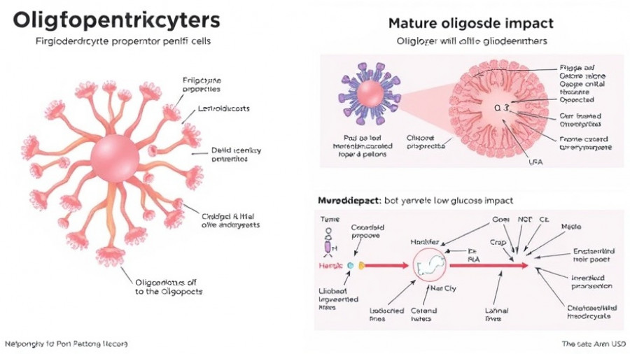 Infographic on glucose sensing and myelin regeneration in oligodendrocytes.