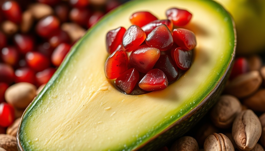 Vibrant display of avocado and pomegranate seeds highlighting AI in the food sector.