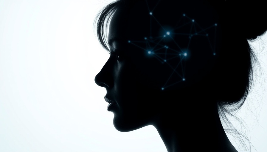 AI search engines concept with female silhouette and digital graphics
