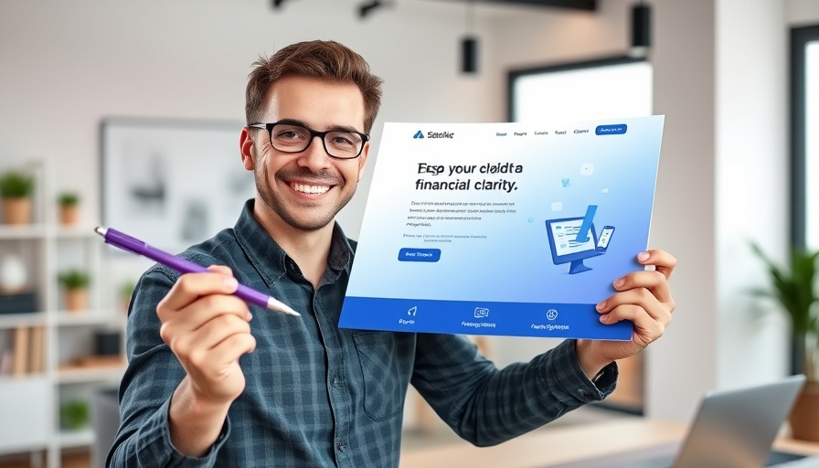 Man presenting a million dollar landing page idea with vibrant visuals.