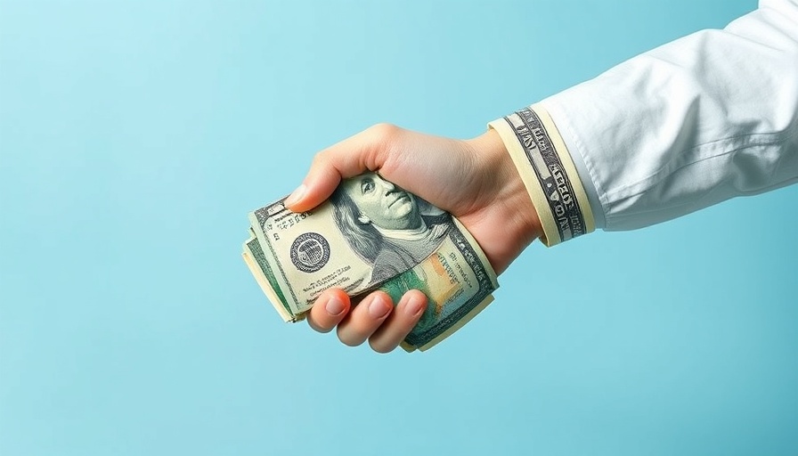 Abstract dollar bill handshake symbolizing Employer.com acquires MainStreet.com.