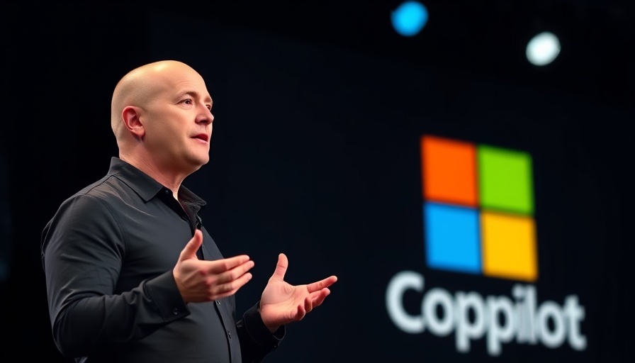 Man presenting Microsoft Copilot for best marketing tools for SMBs.