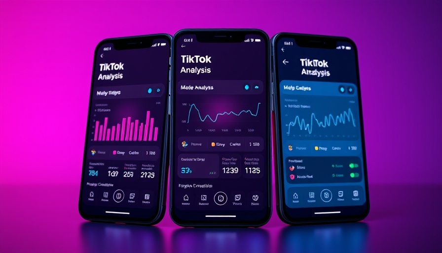 Smartphones displaying TikTok marketing strategies in purple light.