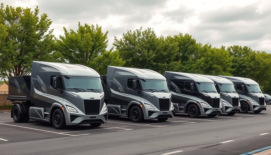 Futuristic Tesla Cybertrucks in a parking lot, Cybertruck trade-ins.