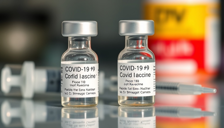 COVID vaccine vials and syringe in clinical setting, related to pregnancy guidance.