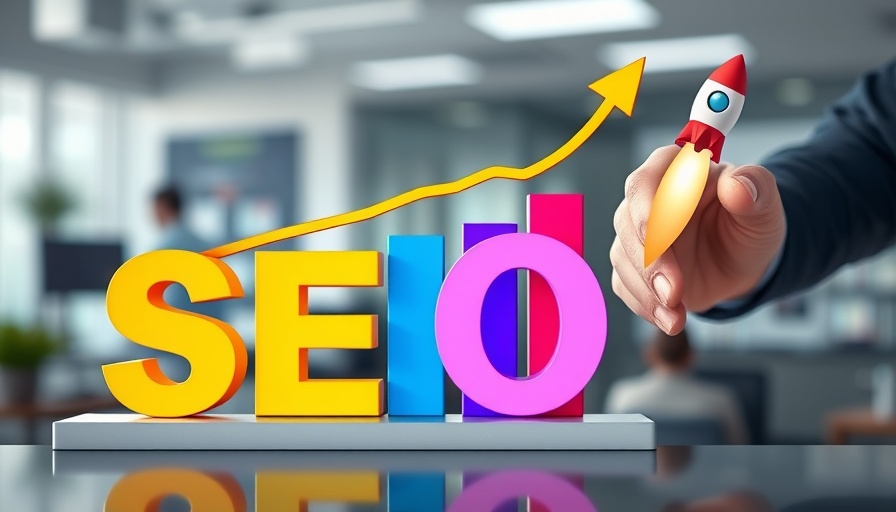 Colorful SEO chart with growth arrow and rocket animation.