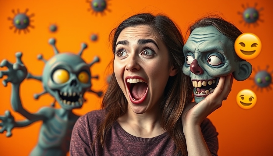 Zombie Cells and Longevity concept art with woman and zombie illustration.