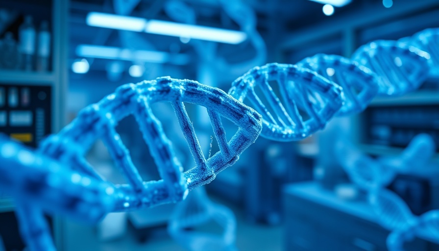 Telomere length representation in a futuristic lab setting.