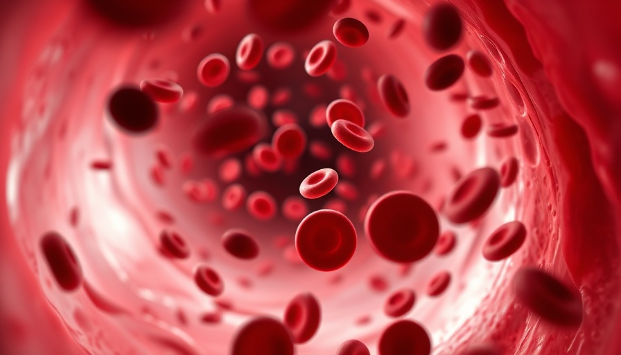 Erythritol cardiovascular health effects visualized by red blood cells in vessel.