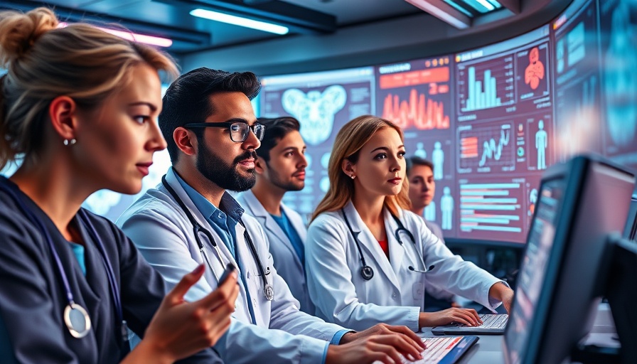 Healthcare professionals analyze digital health data in futuristic setting, illustrating importance for public health.