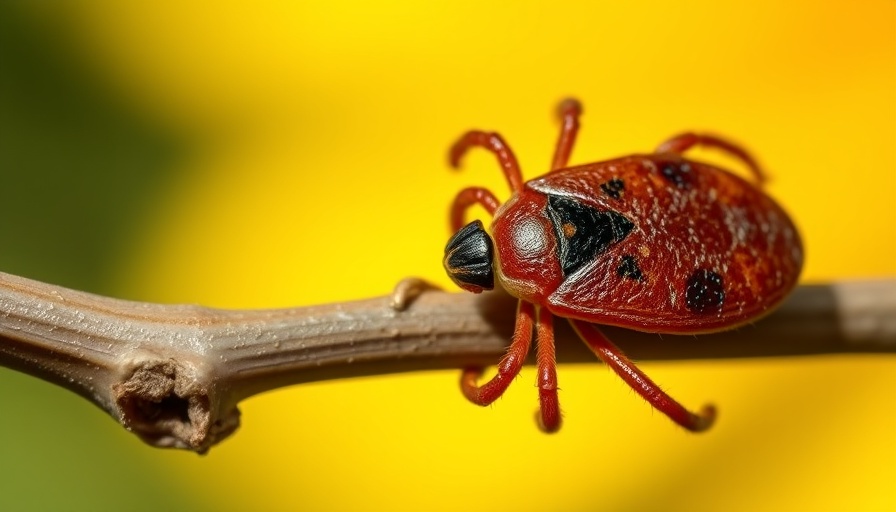 Close-up tick on a twig, related to Ticks and Lyme Disease Prevention