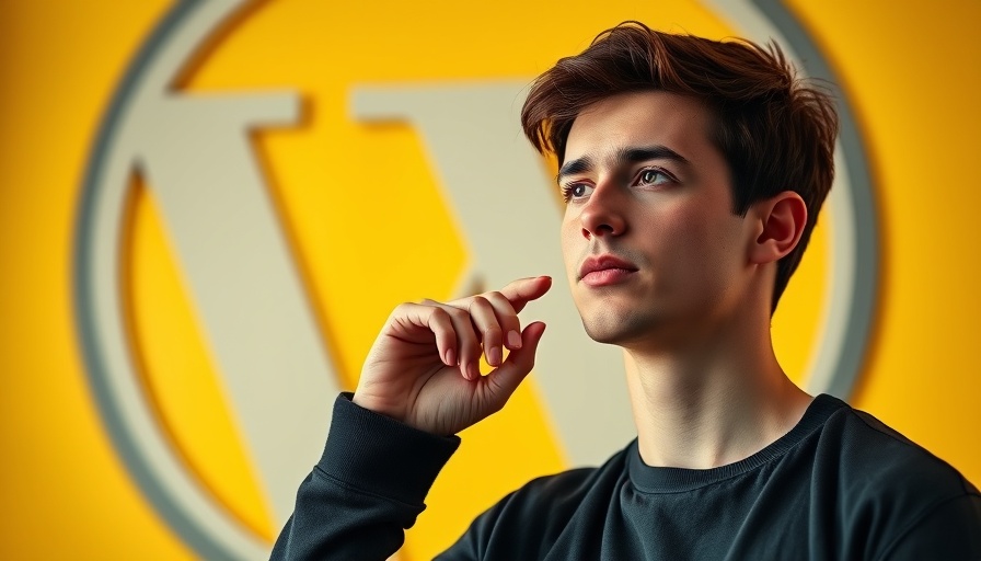 Contemplative young man with WordPress logo, local business marketing.