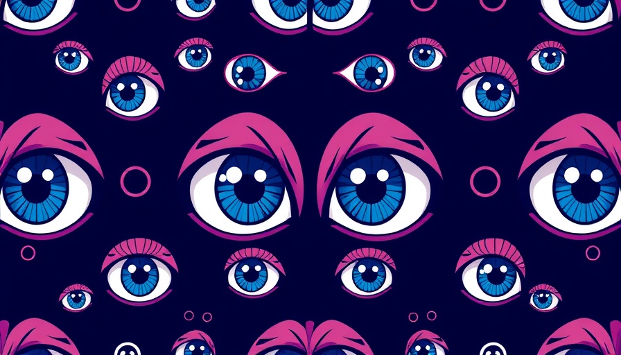 Pattern of blue eyes on dark background, Best marketing tools for SMBs concept.