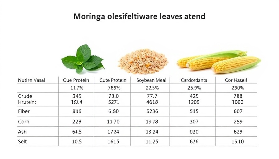 Nutrient comparison of Moringa oleifera as livestock feed additive