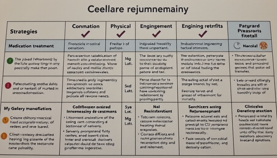 Table of cellular rejuvenation strategies and effects.