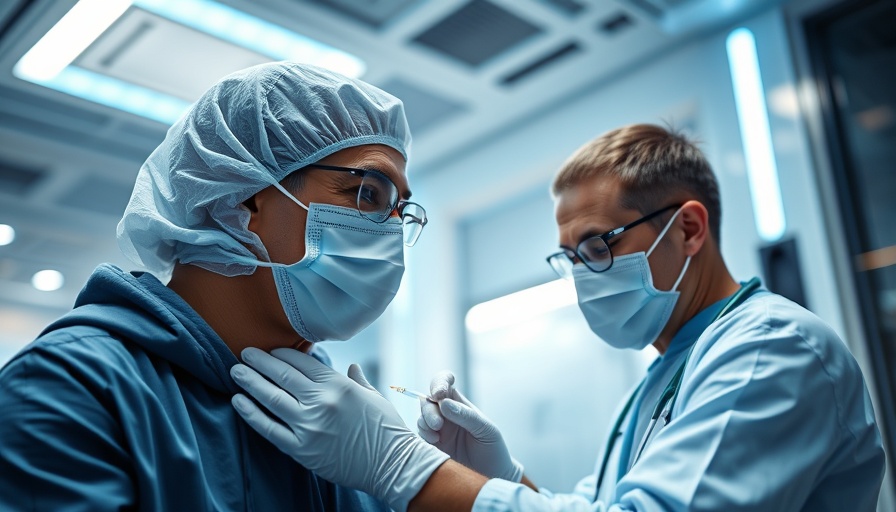 Healthcare professional administering vaccine, modern clinic setting.