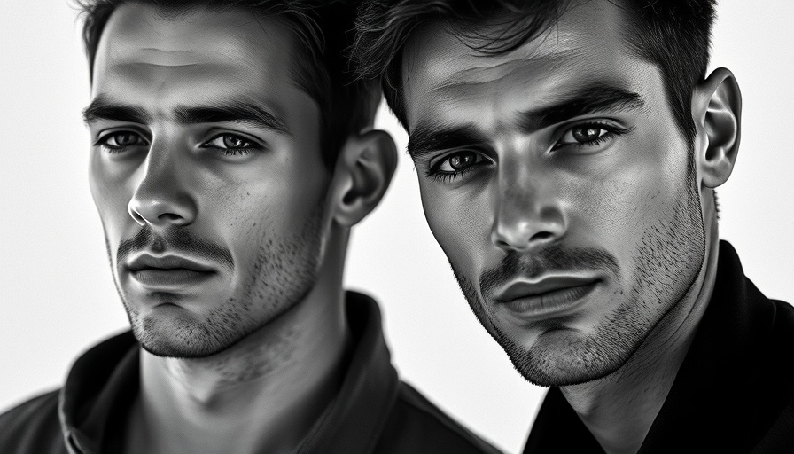 Two men in black and white portrait, serene expressions, OpenAI pulls promotional materials concept.
