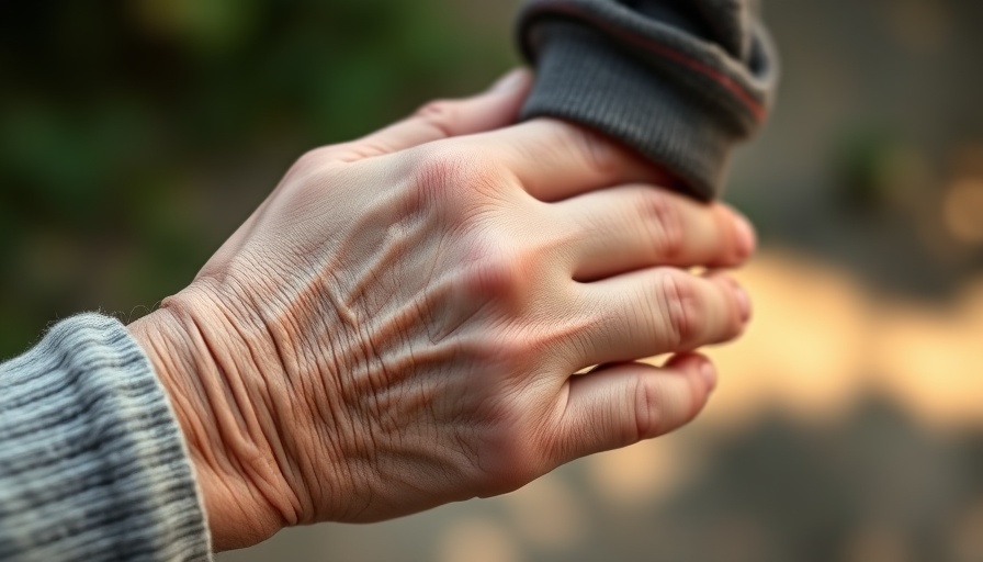 Elderly hand and child's hand showing connection, mitochondrial dysfunction and aging concept.