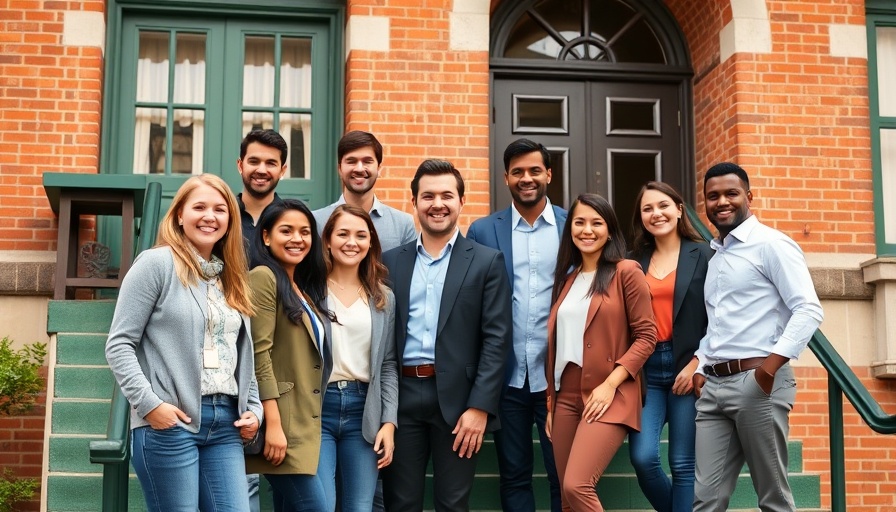 Diverse team of young professionals smiling, best marketing tools for SMBs.