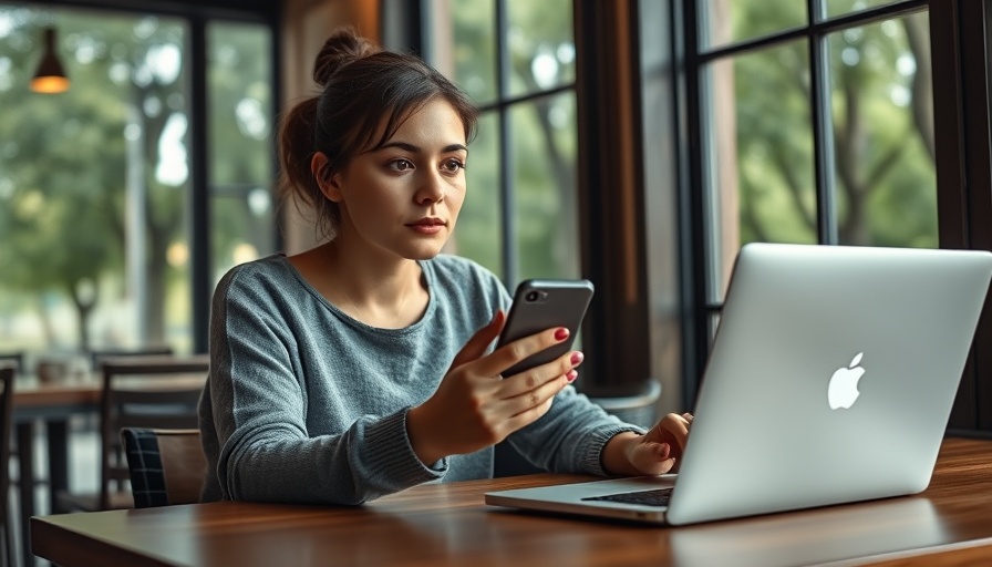 Young woman using smartphone for customer retention strategies in cafe.