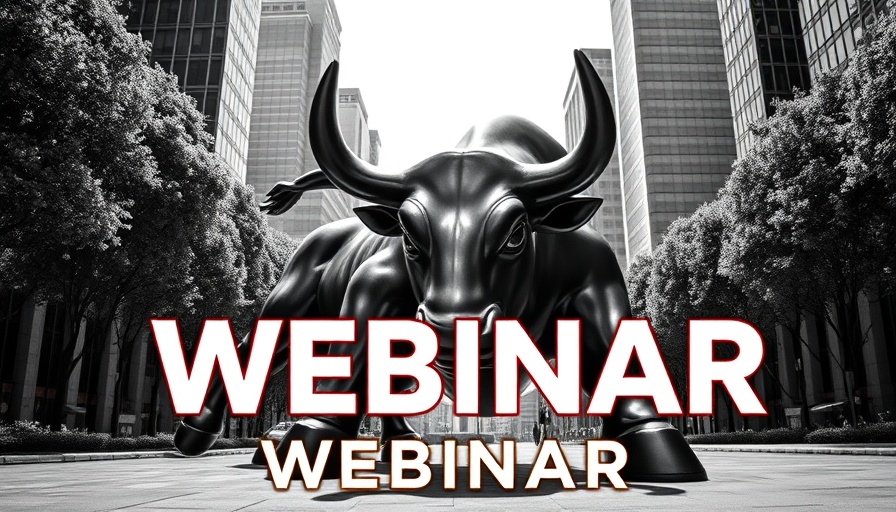 Webinar poster on Google's AI impacting finance marketing, featuring a bull statue.
