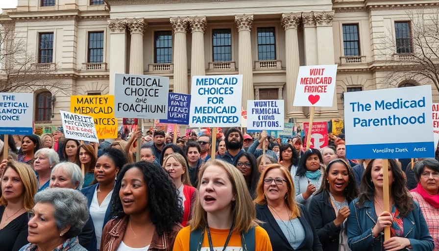 Protesters advocating for Medicaid choices and Planned Parenthood.