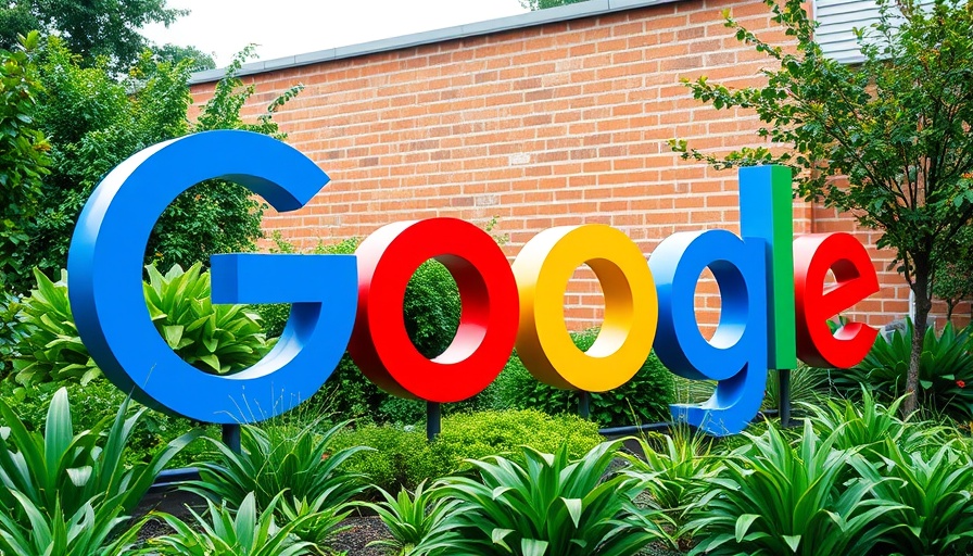 Google sign outside headquarters, related to local business marketing.