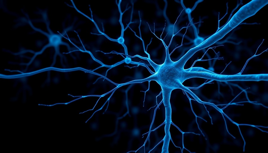 Illustration of blue neurons and synapses in dementia research.