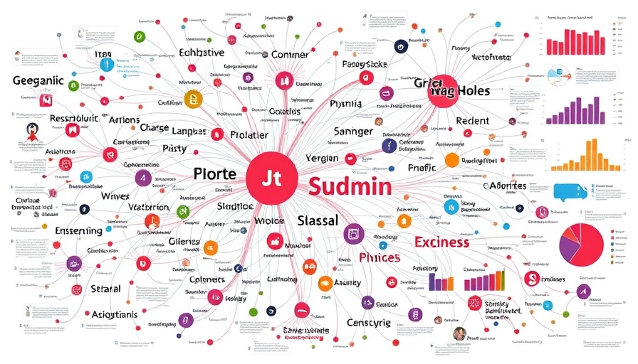 Complex data visualization depicting research trends on older adults living alone, with keywords and colorful networks.