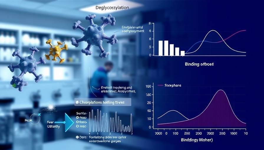 Diagram showcasing deglycosylation of antibodies with protein structures and analysis.