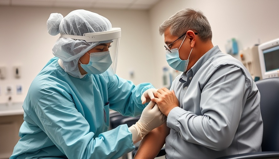 Healthcare professional administering vaccine, related to protein intake in Parkinson's disease research.
