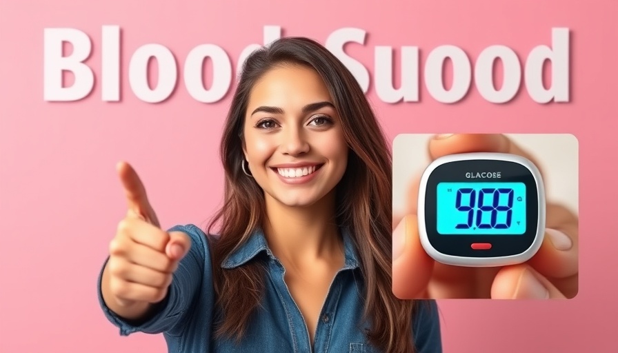 Blood Sugar and Circulation: Woman and glucose meter with pink background