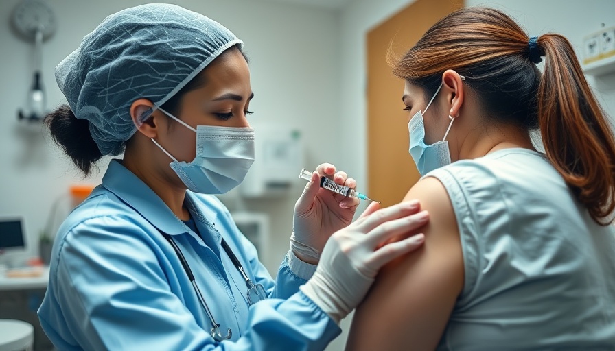Vaccine administration by healthcare worker with research encouragement.