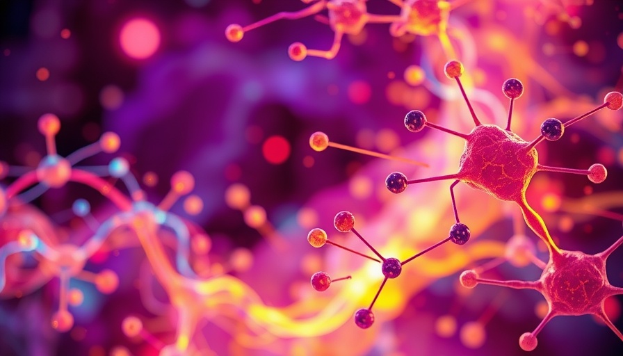 Futuristic molecular structures illustrating caveolae-mediated Tie2 signaling.