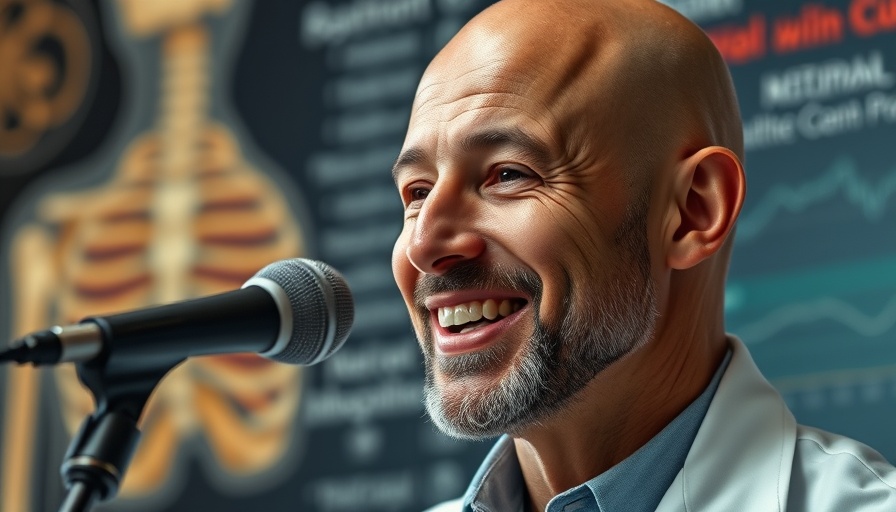 Bald man discussing DEXA scans with a focus on bone health.