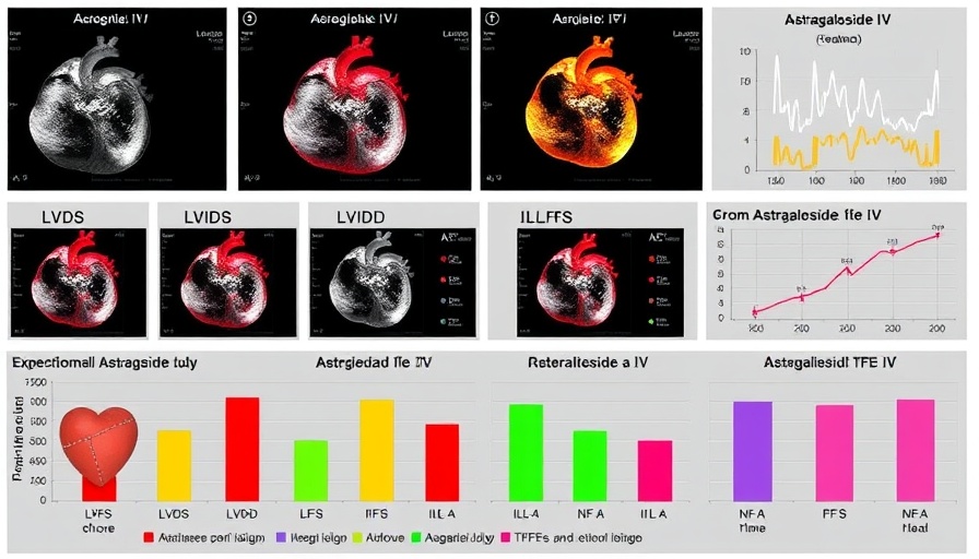 Heart study data showing Astragaloside IV effects using echocardiogram and bar graphs.