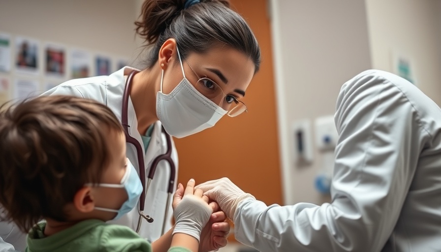 Healthcare professional vaccinating child in clinical setting, focus on care.
